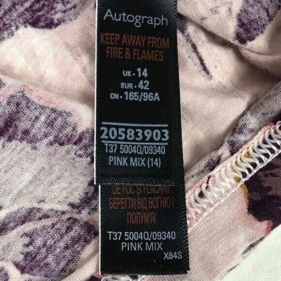 Rosie for Autograph Marks & Spencer Floral Chemise 14  US Size L Pink Babydoll - Picture 4 of 8